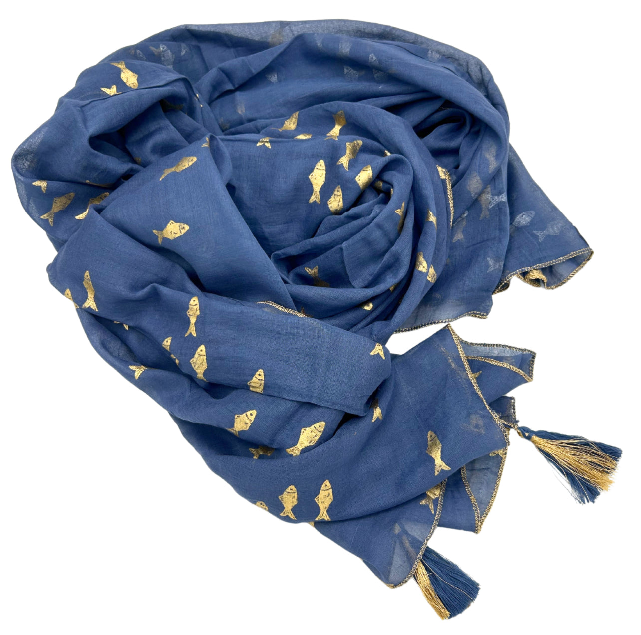 Pareo - Sea Blue & Gold Fish Design