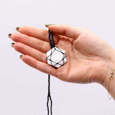 Laced Gemstone Hexagon Pendant