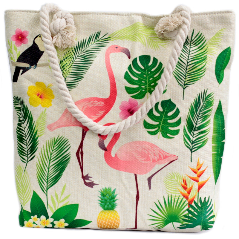 Rope Handled Bag - Flamingo