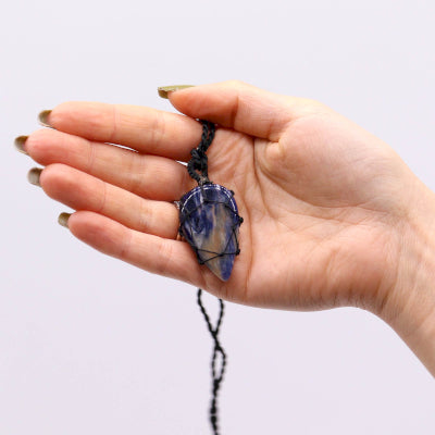 Laced Gemstone Teardrop Pendant