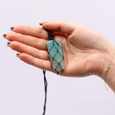 Laced Gemstone Flat Point Pendant