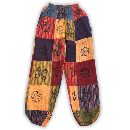 Nomad Sari - Mushroom Pants - Block Print Designs - Orange Tones