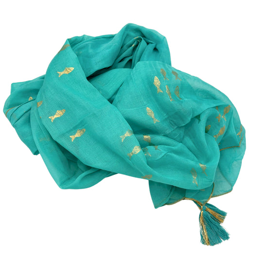 Pario - Turquoise & Gold Fish Design