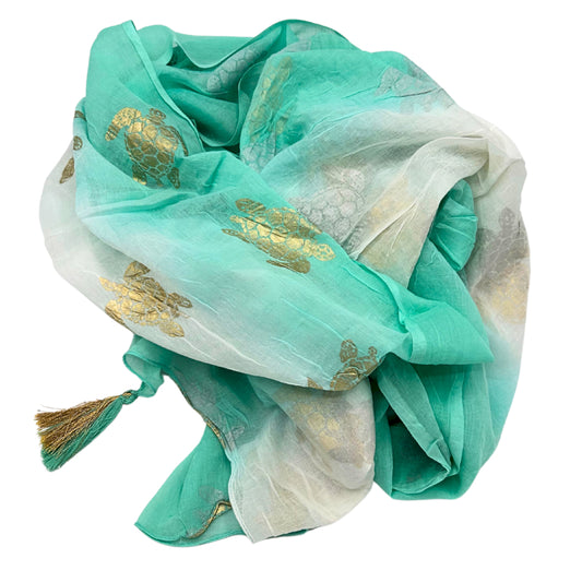 Pario - White & Turquoise Gold Turtle Design